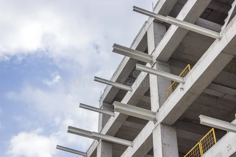 Betonarme yapı inşaatı: çok katlı kolon-kiriş-döşeme iskelet sisteminin şantiye görüntüsü, beton kalıp sonrası yapı iskeleti