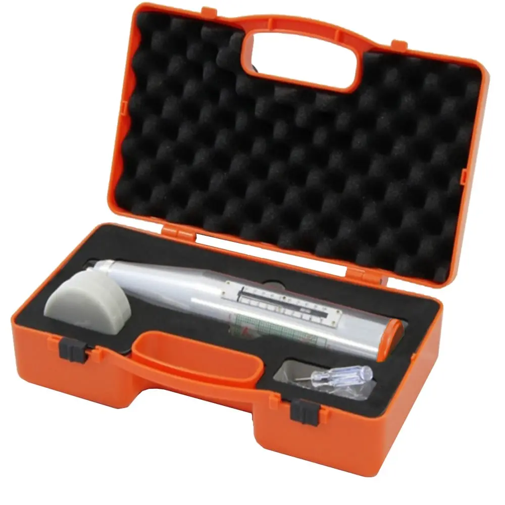 Schmidt hammer (geri sıçramalı çekiç) testi aleti ve aksesuarları turuncu çantada