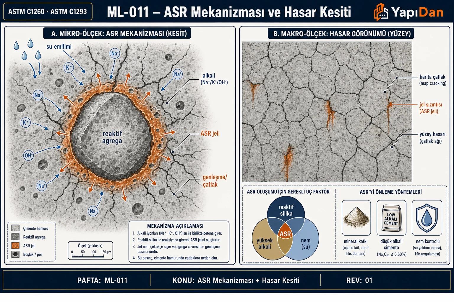 ASR mekanizması mikro kesiti ve harita çatlağı hasarı